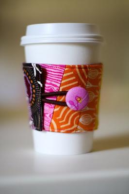 Photo of a fabric coffee sleeve